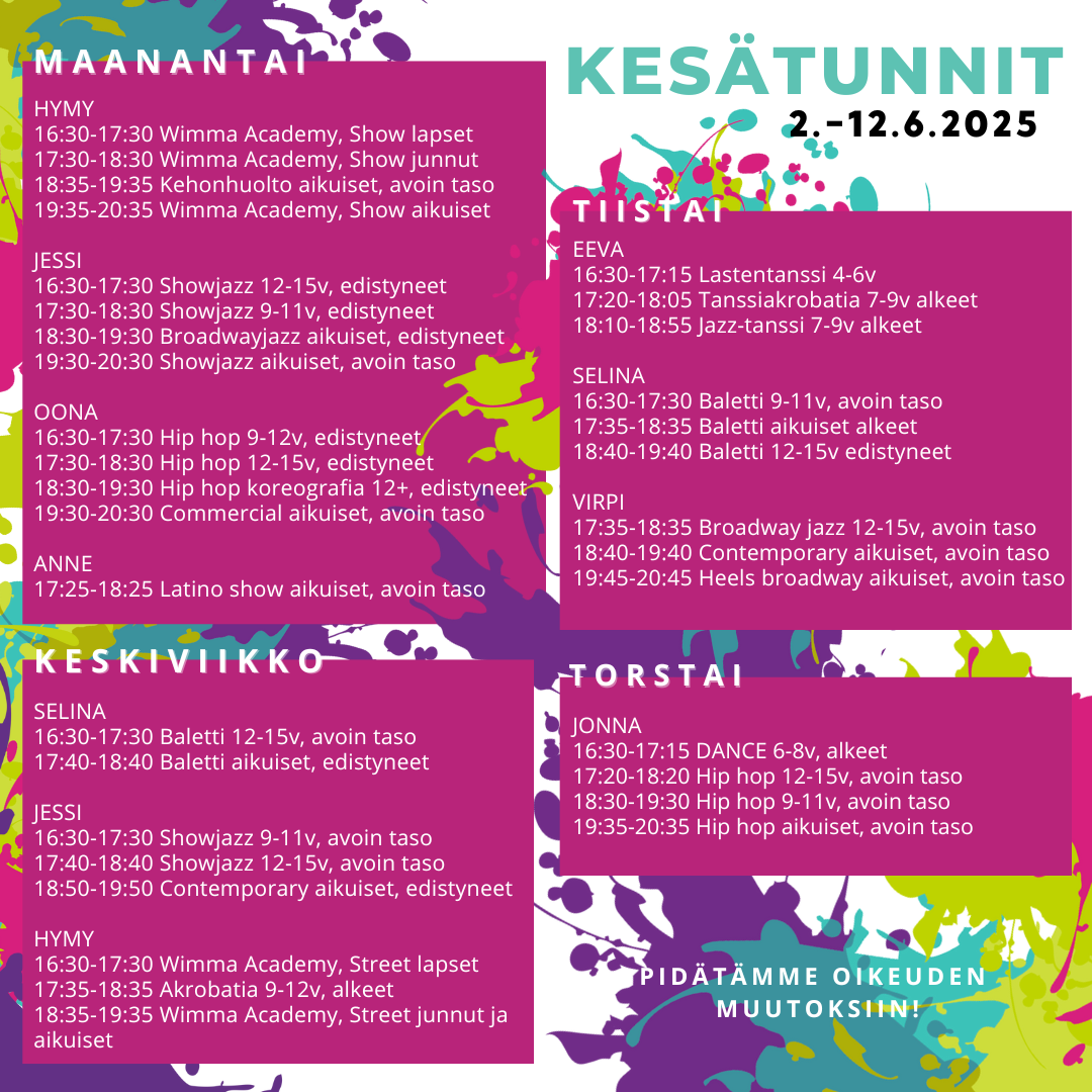 Kesätunnit 2.-6.6.2025 lukkari